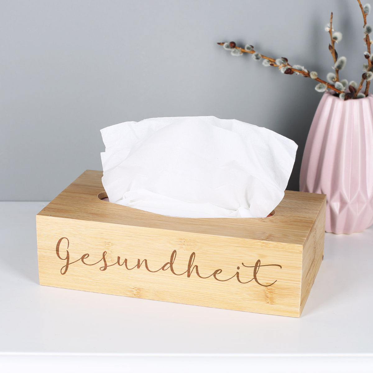 Taschentuchbox aus Bambus mit Ihrer Wunschgravur