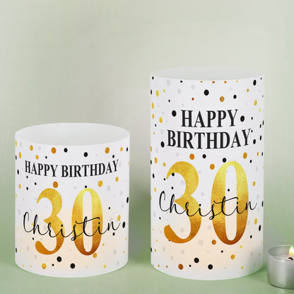 Lichthülle in 2 Größen zum Geburtstag mit Wunschname und Alter