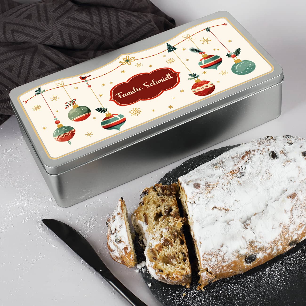 Stollendose mit Dresdner Stollen