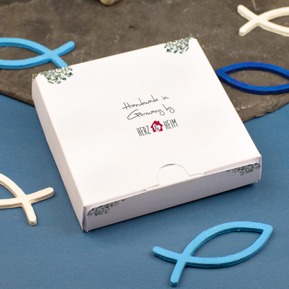 Rückseite der Geschenkbox, Handgemacht Handmade in Germany by Herz&Heim