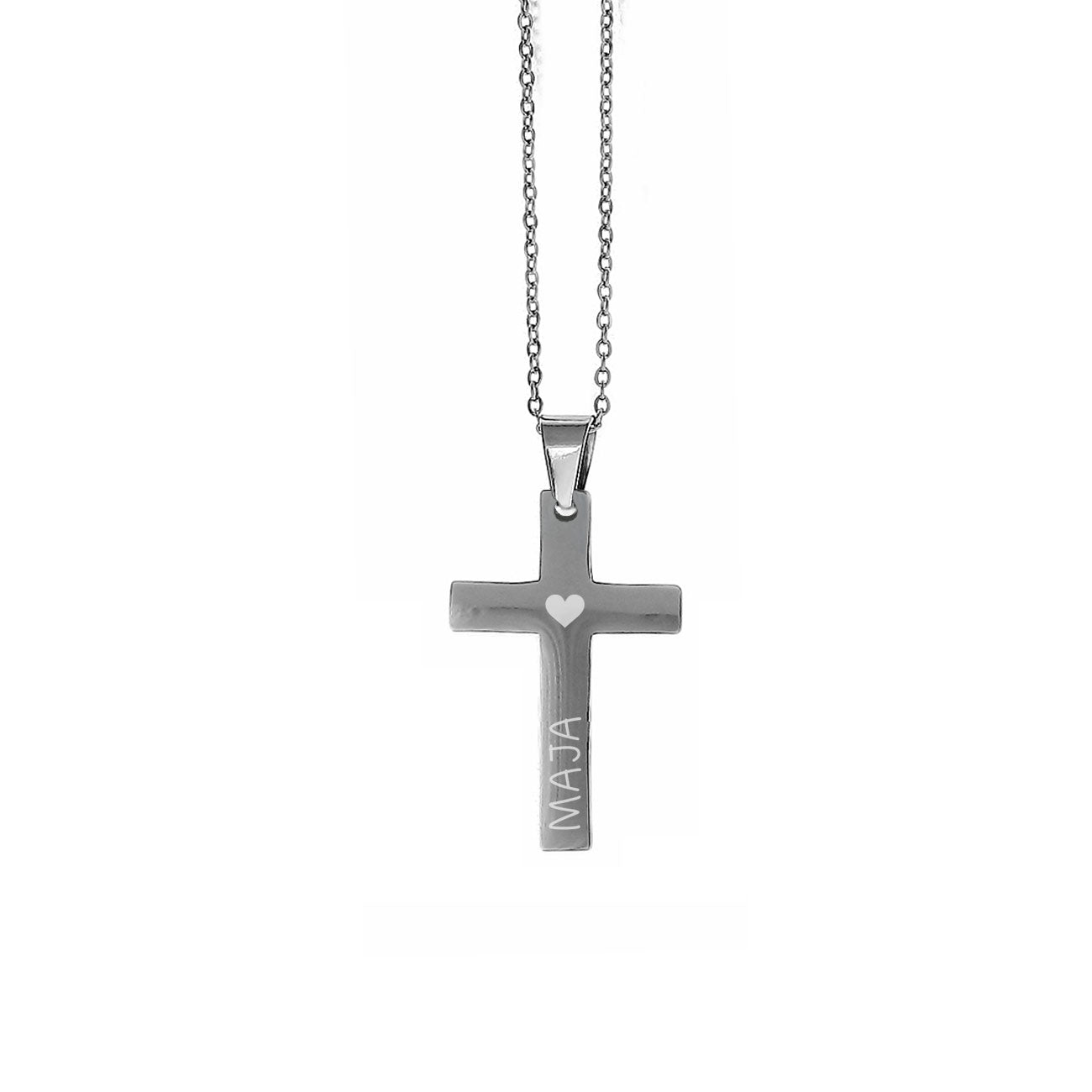 Halskette mit Kreuzanhänger und Namensgravur
