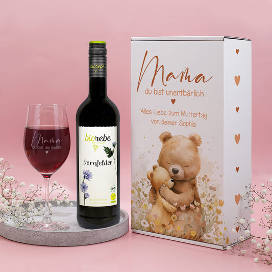 Biorebe Wein Geschenkset zum Muttertag - Mama du bist unentbärlich - Bio Wein