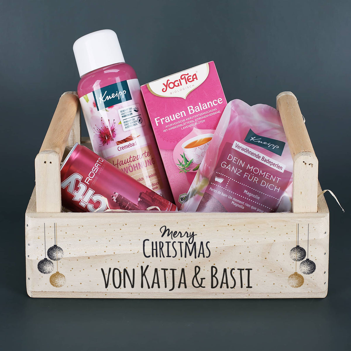 Geschenkset für Frauen zu Weihnachten – Mit Badezusätzen, Secco & Tee –