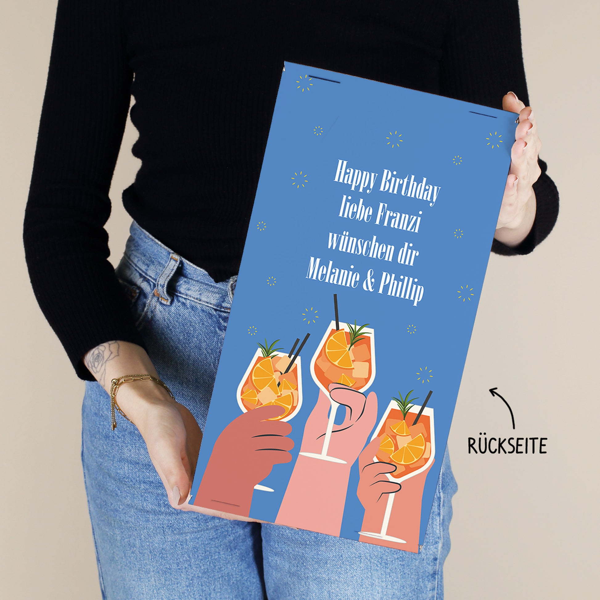 Rückseite der Box mit Wunschtext – individualisierbar für persönliche Botschaften