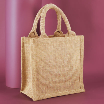 Jutetasche aus 100 Prozent Jute als Geschenkverpackung für ein personalisiertes Wein Geschenkset