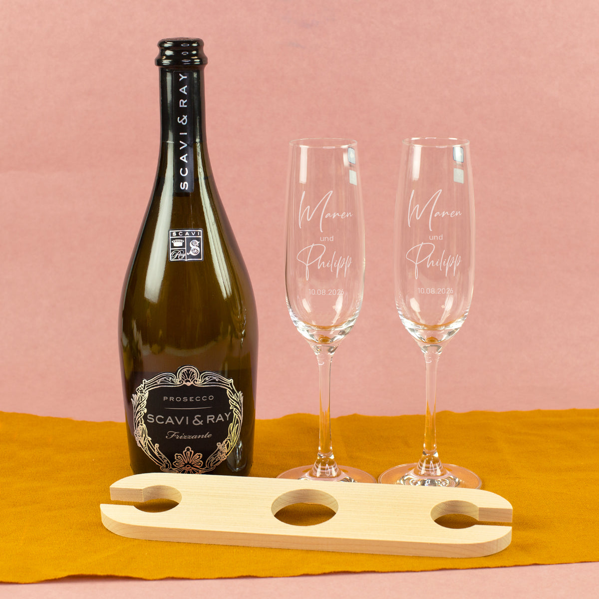SCAVI & RAY PROSECCO DOC FRIZZANTE 0,75 l im Hochzeitsgeschenk Set