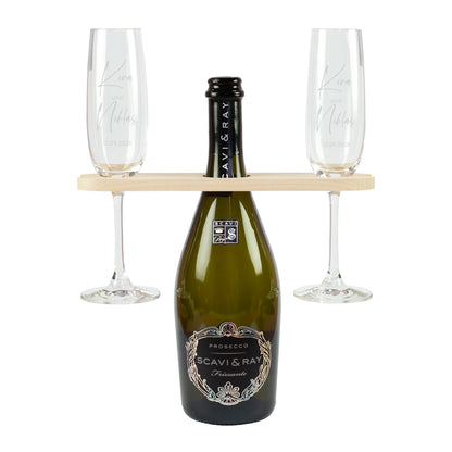 Personalisiertes Hochzeitsgeschenk Set für Brautpaar mit Prosecco und Gläsern