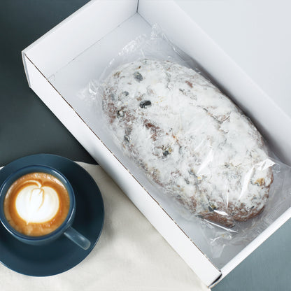 Stollen in Geschenkverpackung mit Dackel Motiv & Wunschtext personalisiert 1Kg | Weihnachtsgeschenk