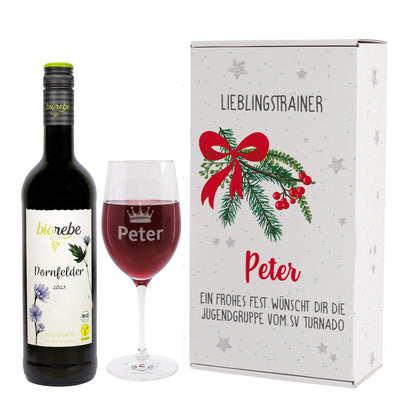 Biorebe Wein Geschenkset zu Weihnachten mit Weinglas in Geschenkbox | Weihnachtsgeschenk