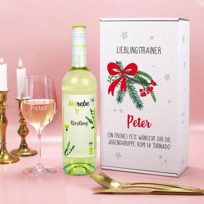 Biorebe Wein Geschenkset zu Weihnachten mit Weinglas in Geschenkbox | Weihnachtsgeschenk