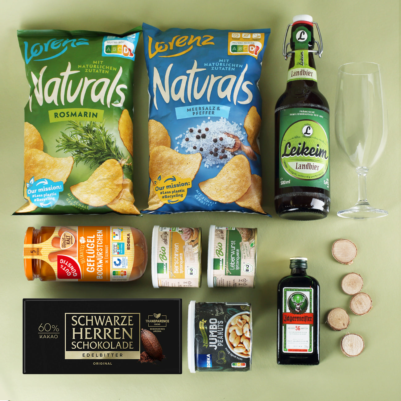 Inhalt des gefüllten Geschenkkorb für Männer 