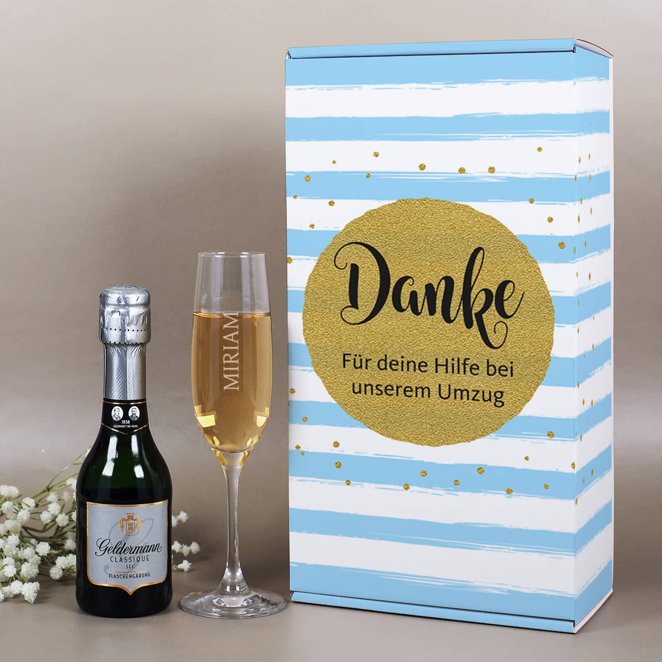 Danke - Geschenkset mit Sekt und Sektglas
