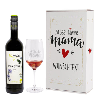 Biorebe Wein Geschenkset zum Muttertag mit Weinglas in Geschenkbox