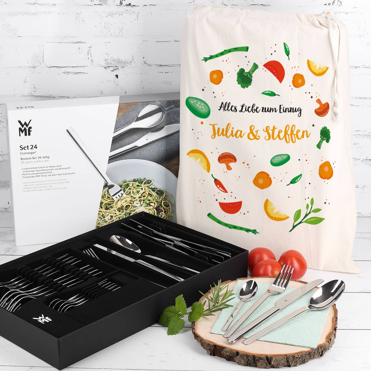 WMF Besteckset mit jutesack zum Einzug