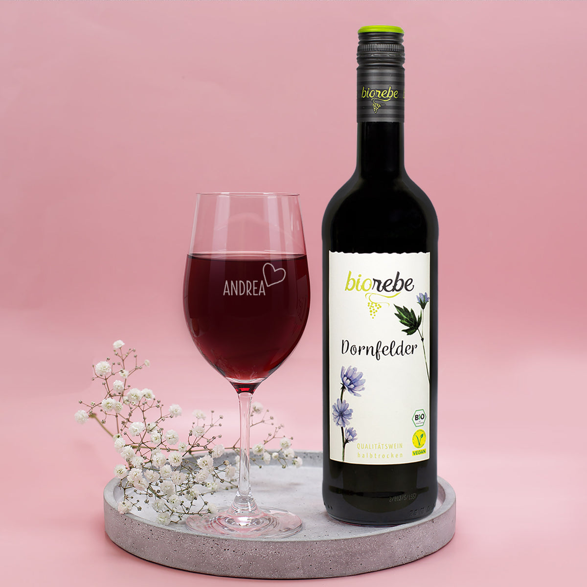 Was für ein Glück - Wein Geschenkset mit Weinglas und Geschenkbox | Biorebe Genuss