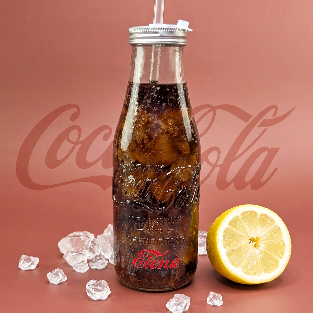 Coca-Cola Trinkflasche aus Glas personalisiert mit Name