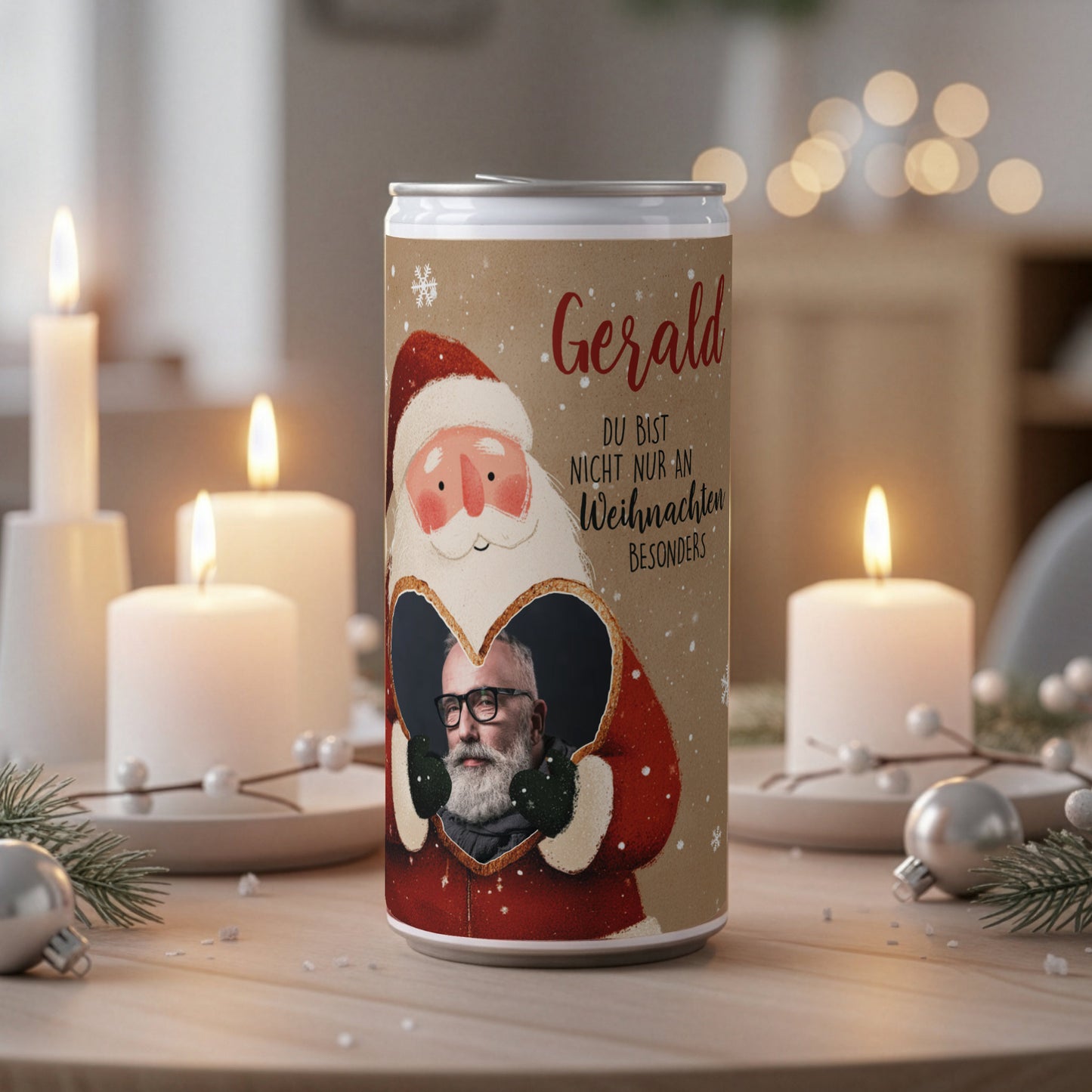 Personalisiertes XL Weihnachtsbier mit Foto & Name | Biergeschenk im Santa-Design zu Weihnachten