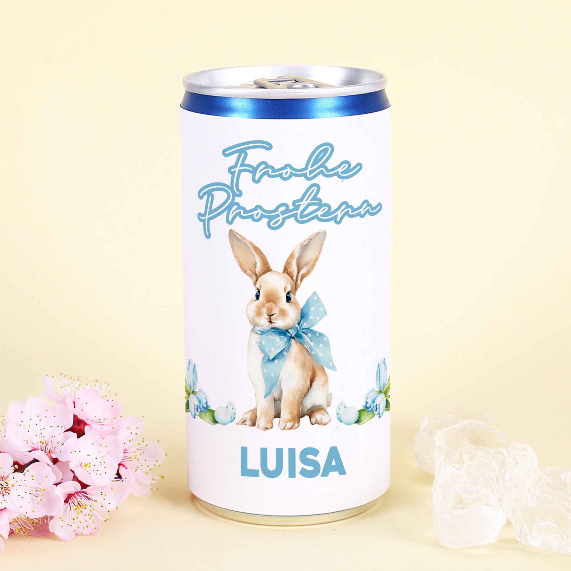 Oster Secco mit Hase und individuellem Wunschtext auf der Dose