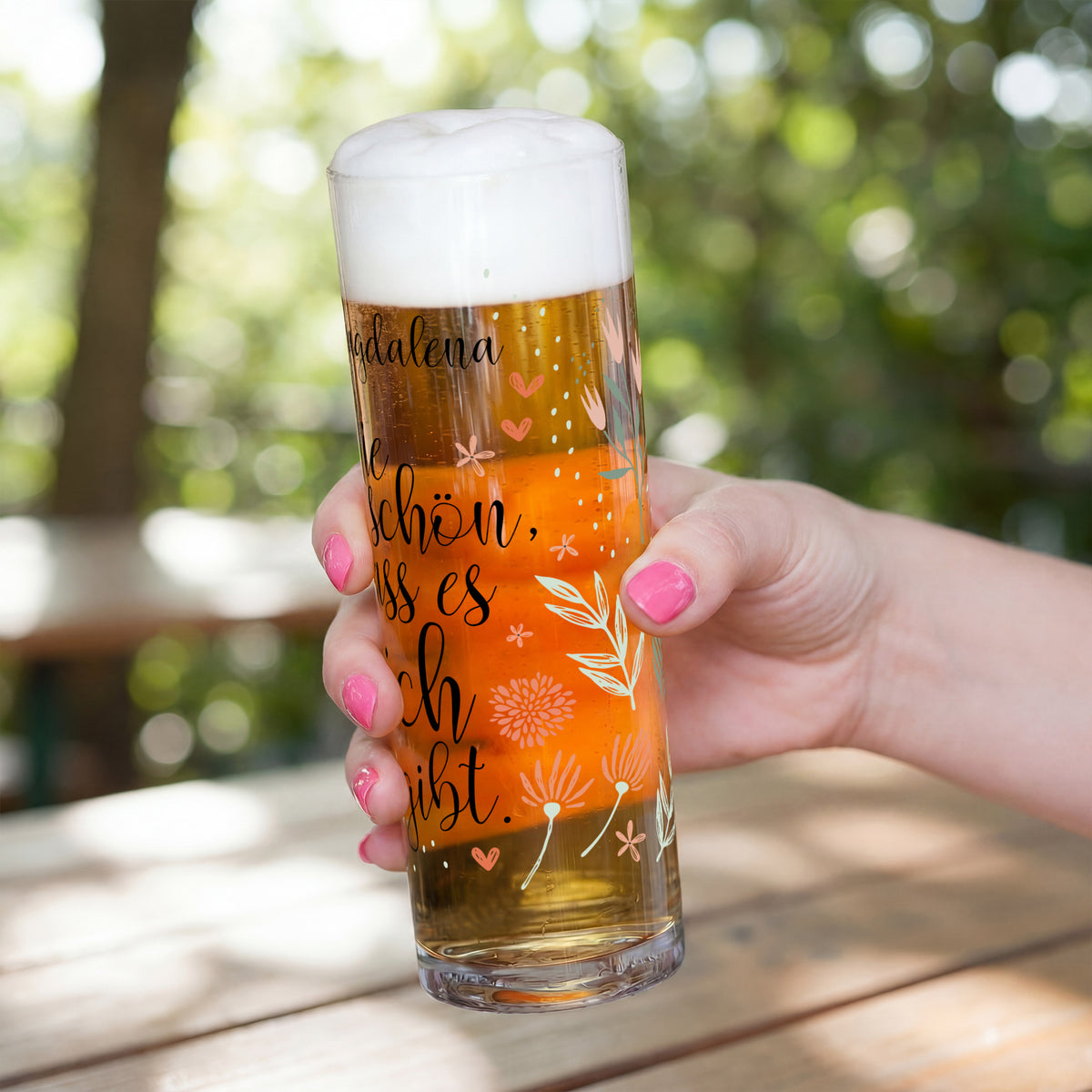 Kölschglas mit Name 'Schön, dass es Dich gibt' als Dankeschön Geschenk –