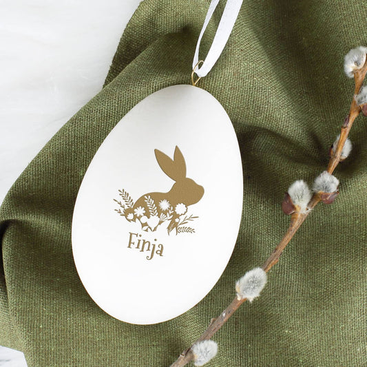 Originelle Osterdeko - Schwanenei mit Osterhase und Name