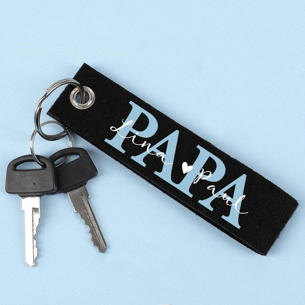 Personalisiertier Papa Schlüsselanhänger Aus Filz - Vatertagsgeschenk Mit Namen