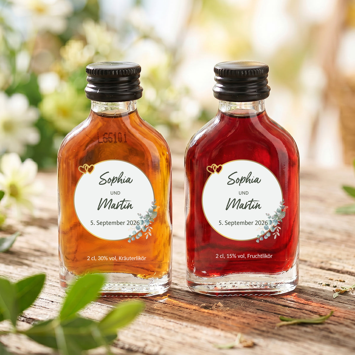 Personalisierter Schnaps zur Hochzeit als Gastgeschenk