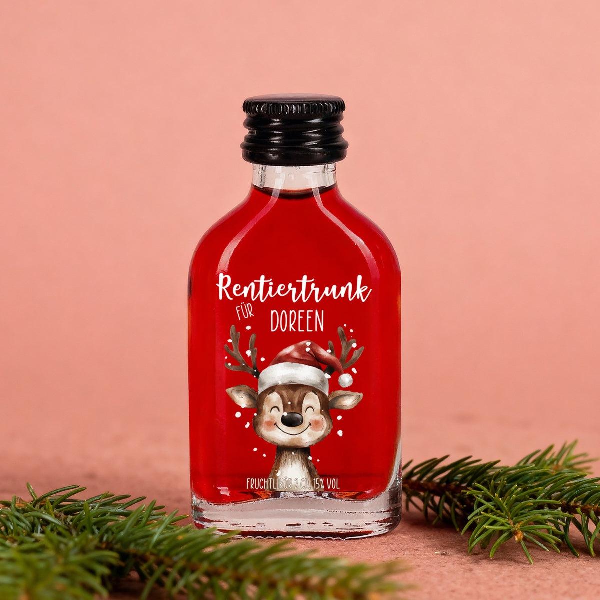 Weihnachtsschnaps 'Rentiertrunk' personalisiert mit Name