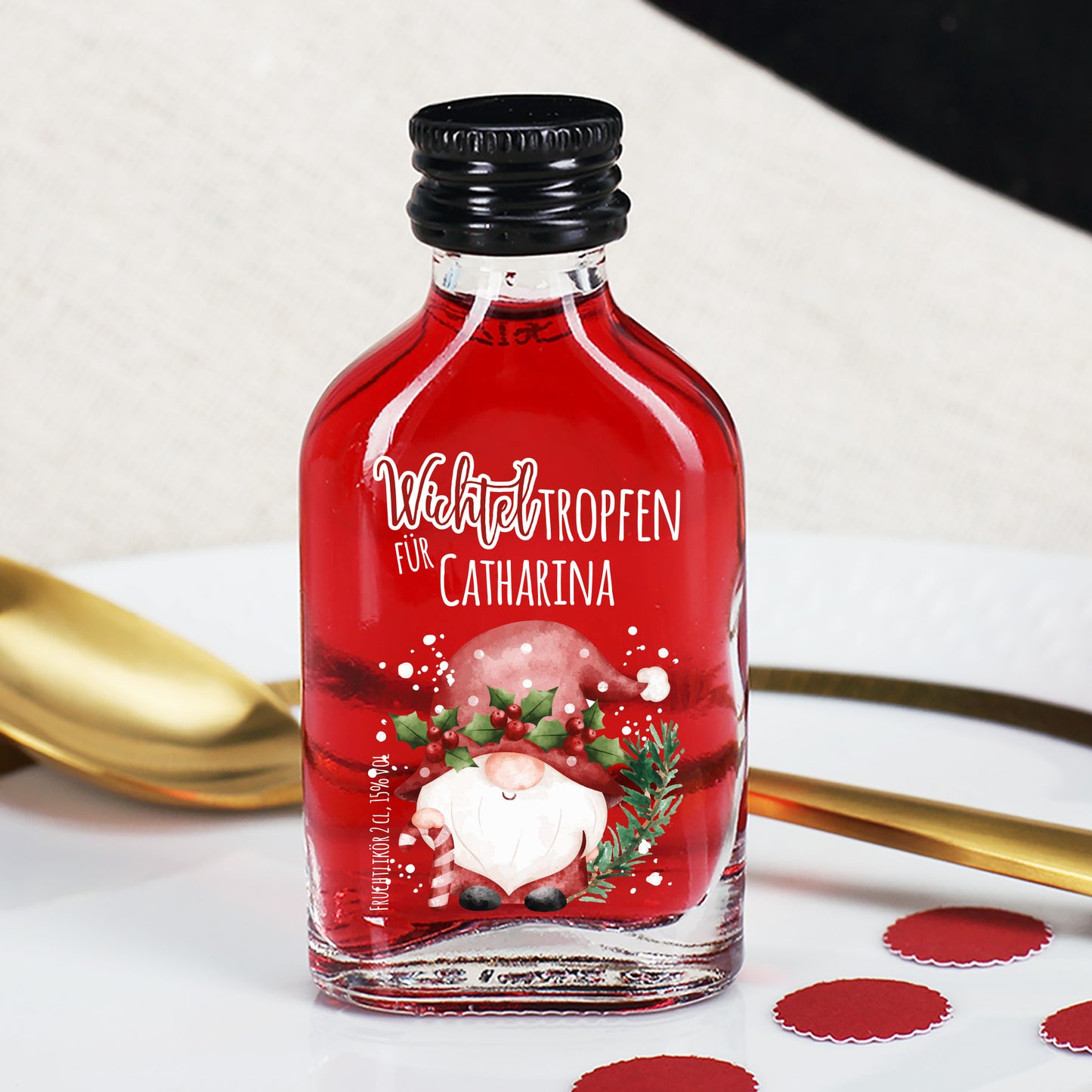 Weihnachtsschnaps 'Wichteltropfen' personalisiert mit Name | Frucht oder Kräuter | Wichtelgeschenk