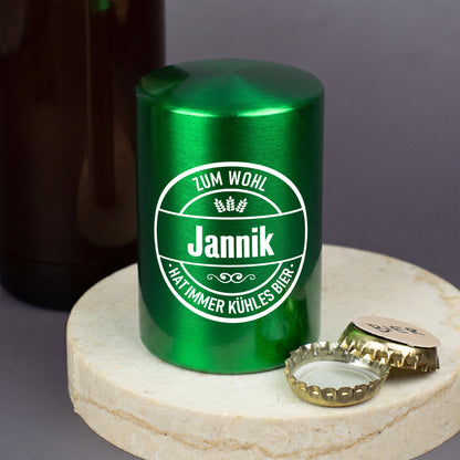 Personalisierter Push-Up Flaschenöffner mit Name & Biermotiv | Geschenk für Männer & Vatertag