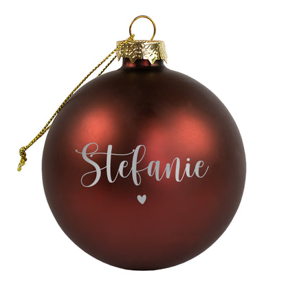 Weihnachtskugel mit Ihrem Wunschnamen und kleinem Herzchen graviert