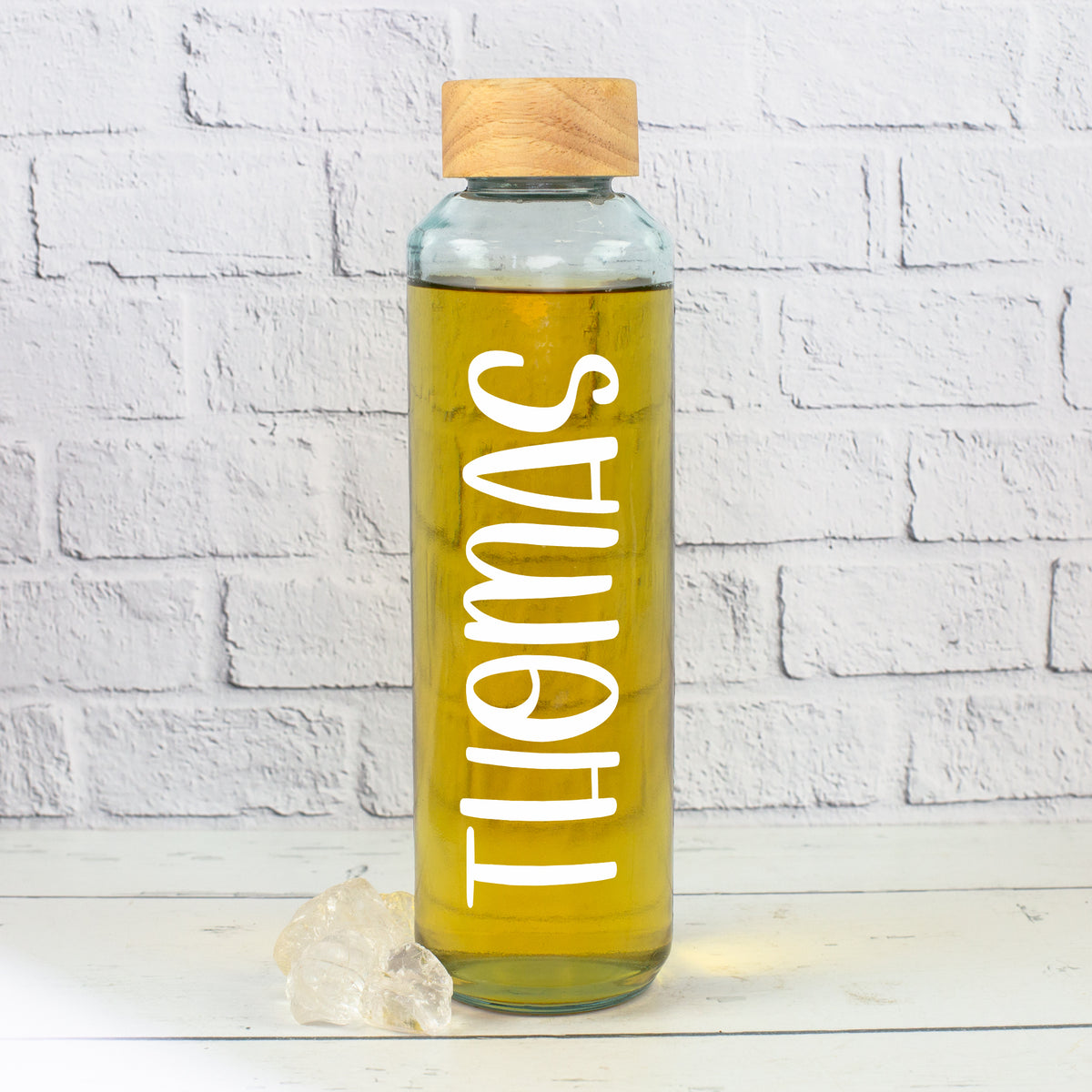 Trinkflasche aus Glas mit Name personalisiert 600 ml
