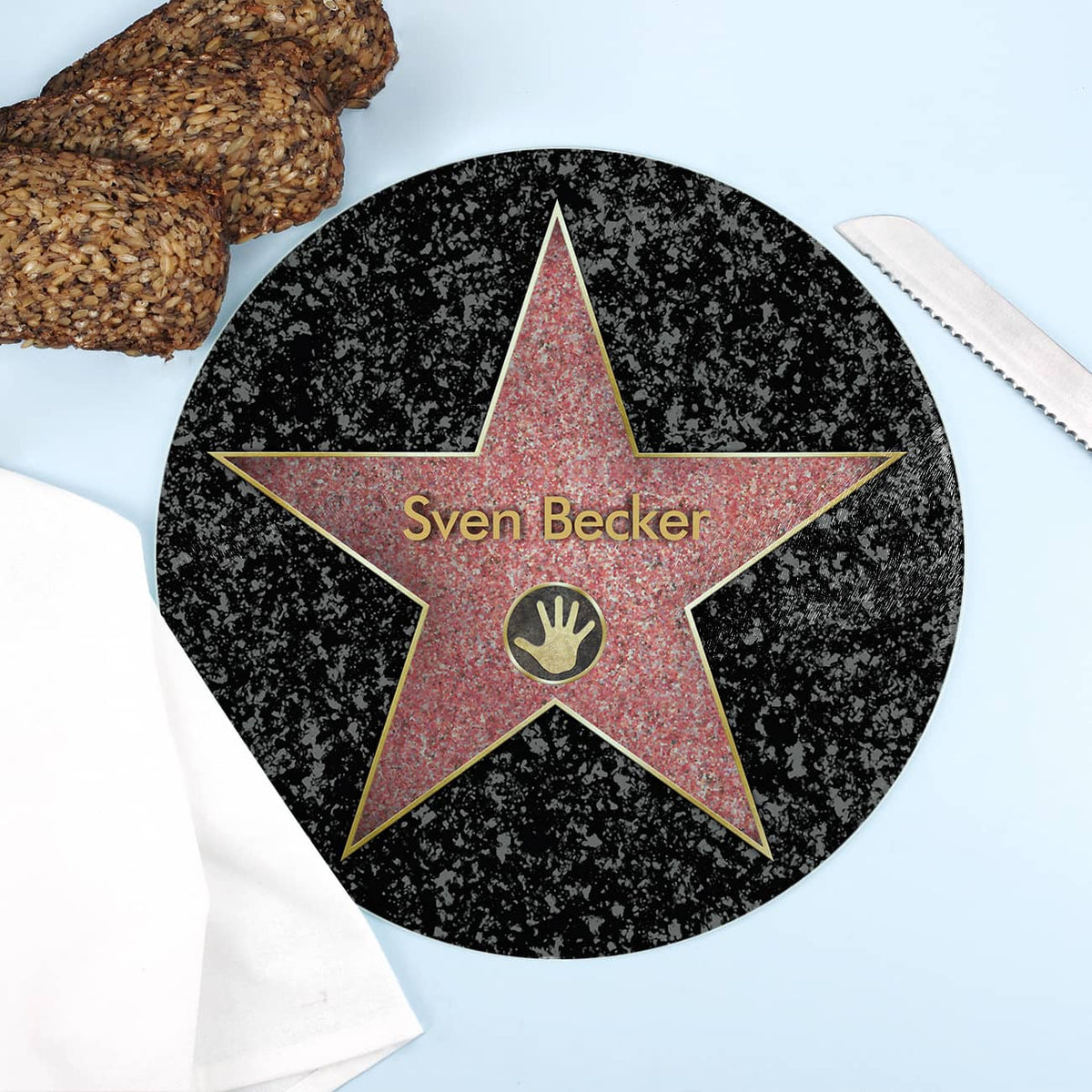 Walk of Fame Glasbrettchen mit Namensaufdruck –