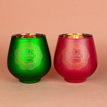 Eid Mubarak Windlicht rot und grün im Set als Ramadan Dekoration