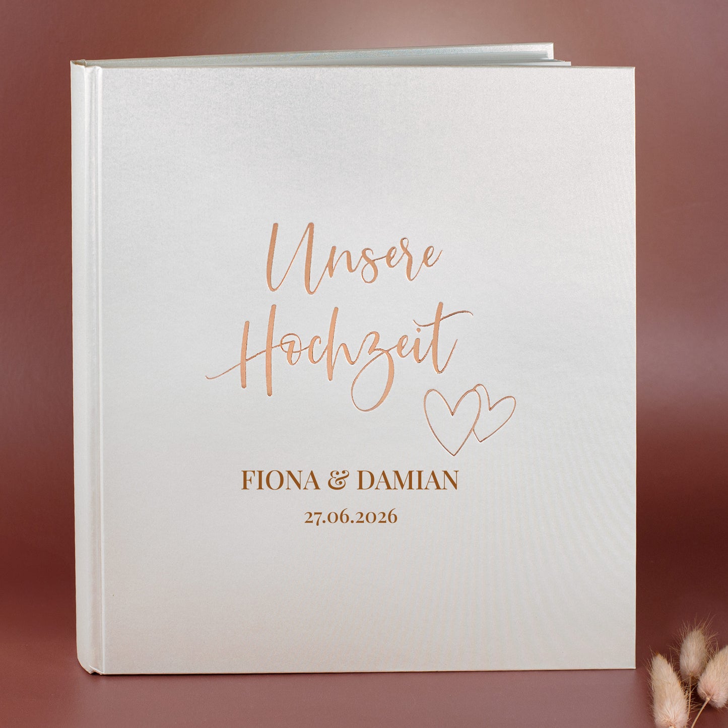 Fotoalbum Hochzeit Unsere Hochzeit, personalisiert mit Namen und Datum, cremefarben mit goldener Schrift