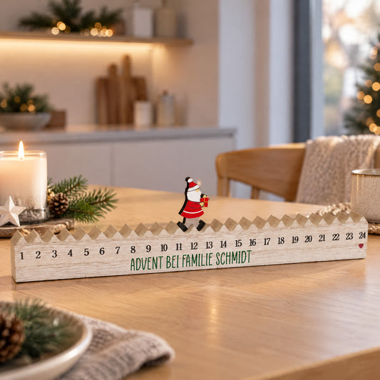 Walking Santa aus Holz mit Wunschtext zur Adventszeit