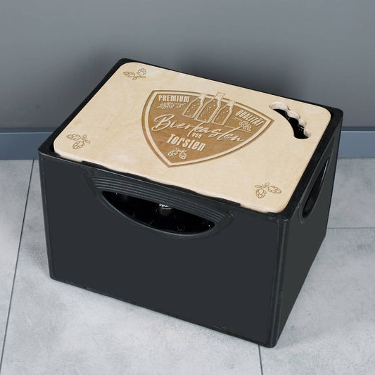 Bierkastendeckel mit Gravur von Name personalisiert