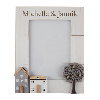 Bilderrahmen mit Wunschtext graviert in 2 Größen | Personalisiertes Geschenk für Einzug & Hochzeit