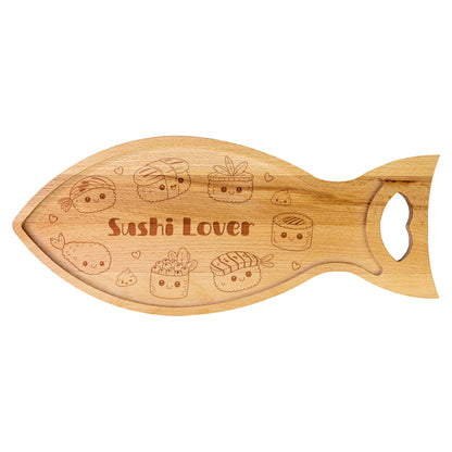 Sushi-Servierbrett mit umlaufender Saftrille und integriertem Griff