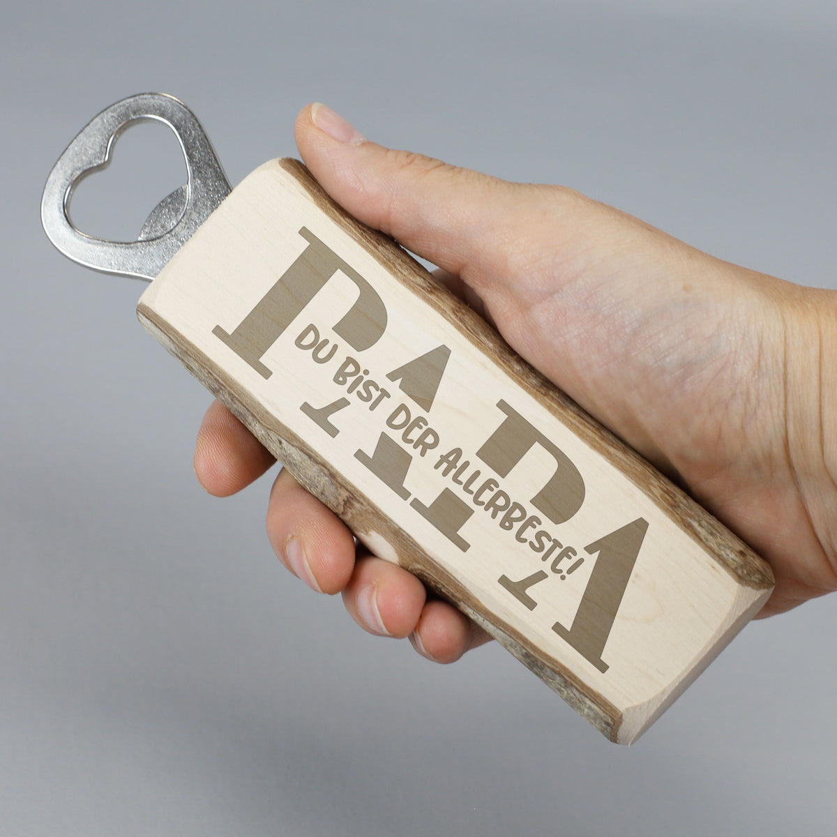 Flaschenöffner aus Holz für Papa mit Gravur personalisiert z. Vatertag –