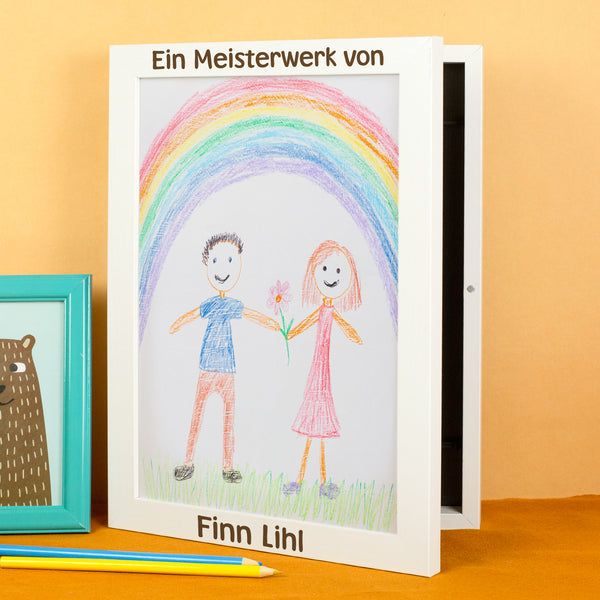 Personalisierter Bilderrahmen für Kinderbilder mit Aufbewahrungsfach –