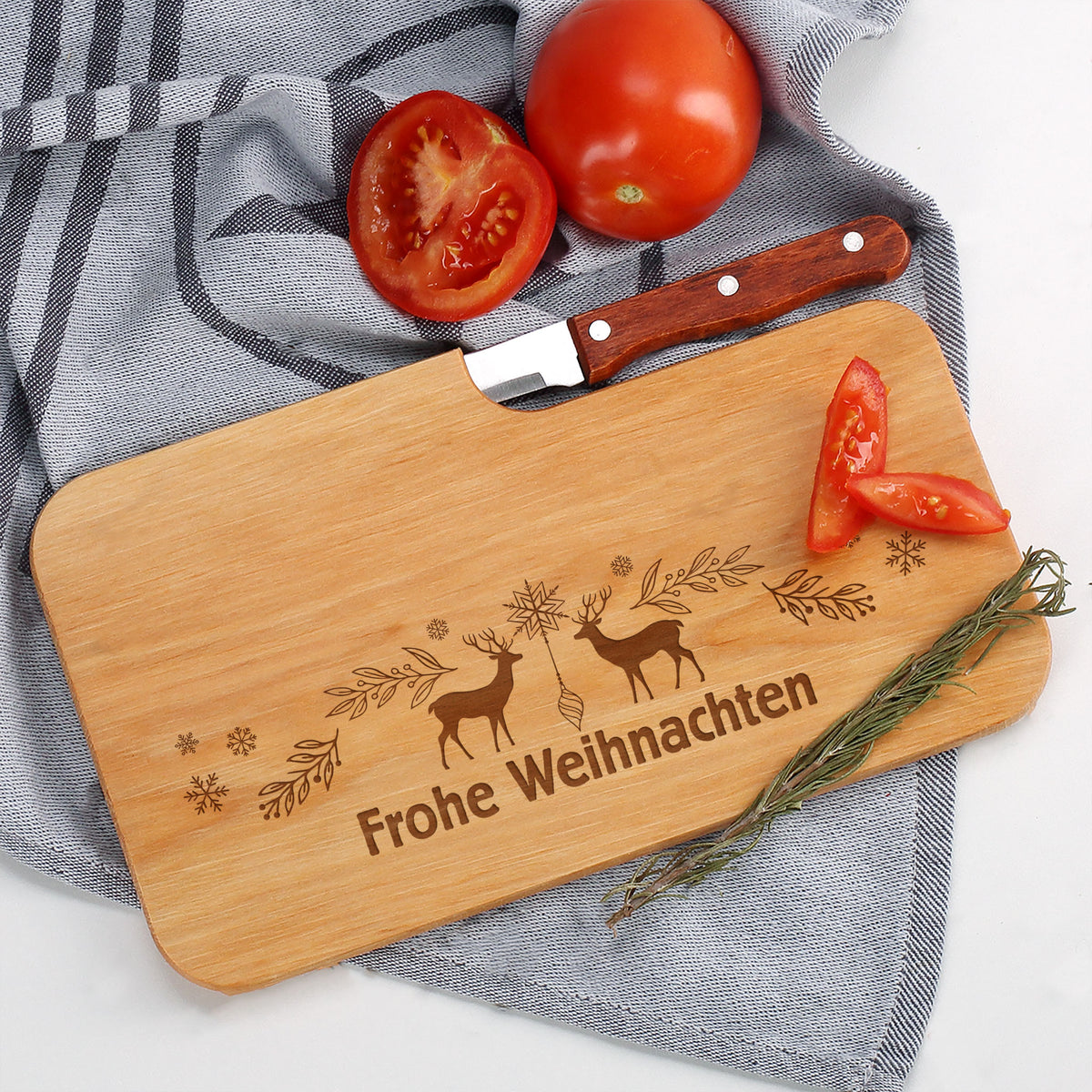 Frühstücksbrettchen mit personalisierter Gravur zu Weihnachten –