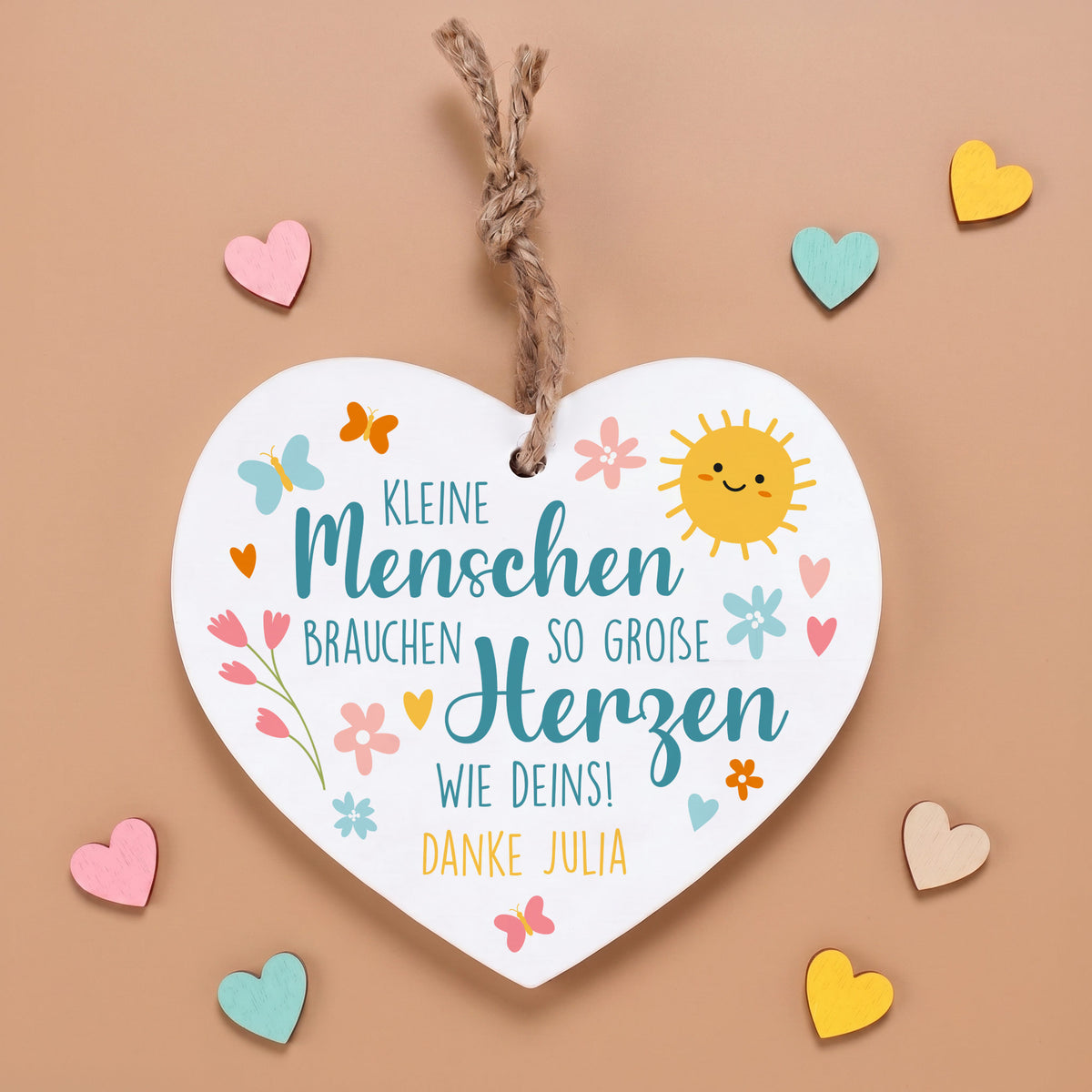 Herz für Erzieherin & Lehrer als Dankeschön Geschenk personalisiert