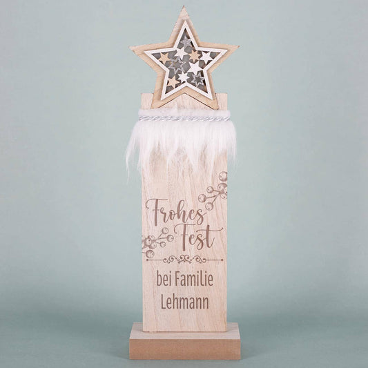 LED Holzskulptur zu Weihnachten mit einer persönlichen Gravur