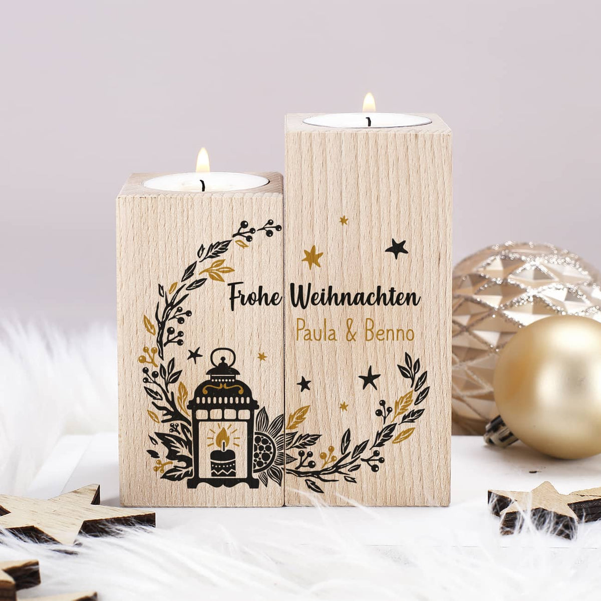 Teelichthalter 2er Set zu Weihnachten
