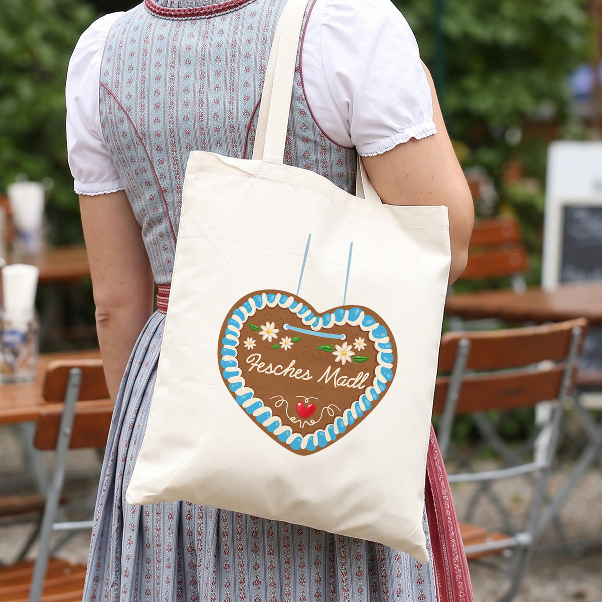 Stoffbeutel mit Lebkuchenherz passend zu Dirndl und Trachtenoutfit