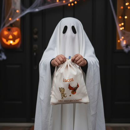 Personalisierter Süßigkeiten-Beutel zu Halloween | Baumwollsack für 'Süßes oder Saures'