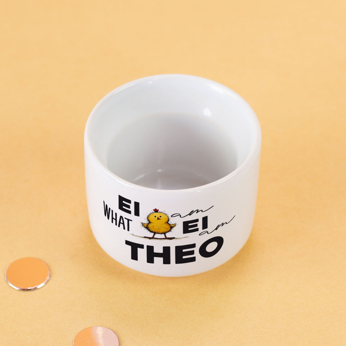 Personalisierter Eierbecher aus Keramik zu Ostern mit Name und Spruch â