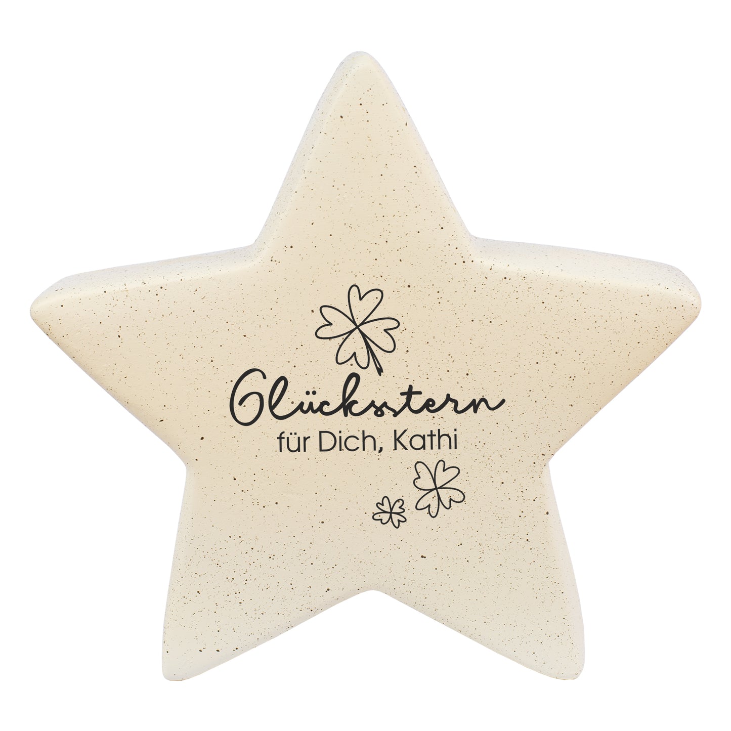 Freigestellter Keramik-Glücksstern von Leonardo mit Kleeblatt-Motiv