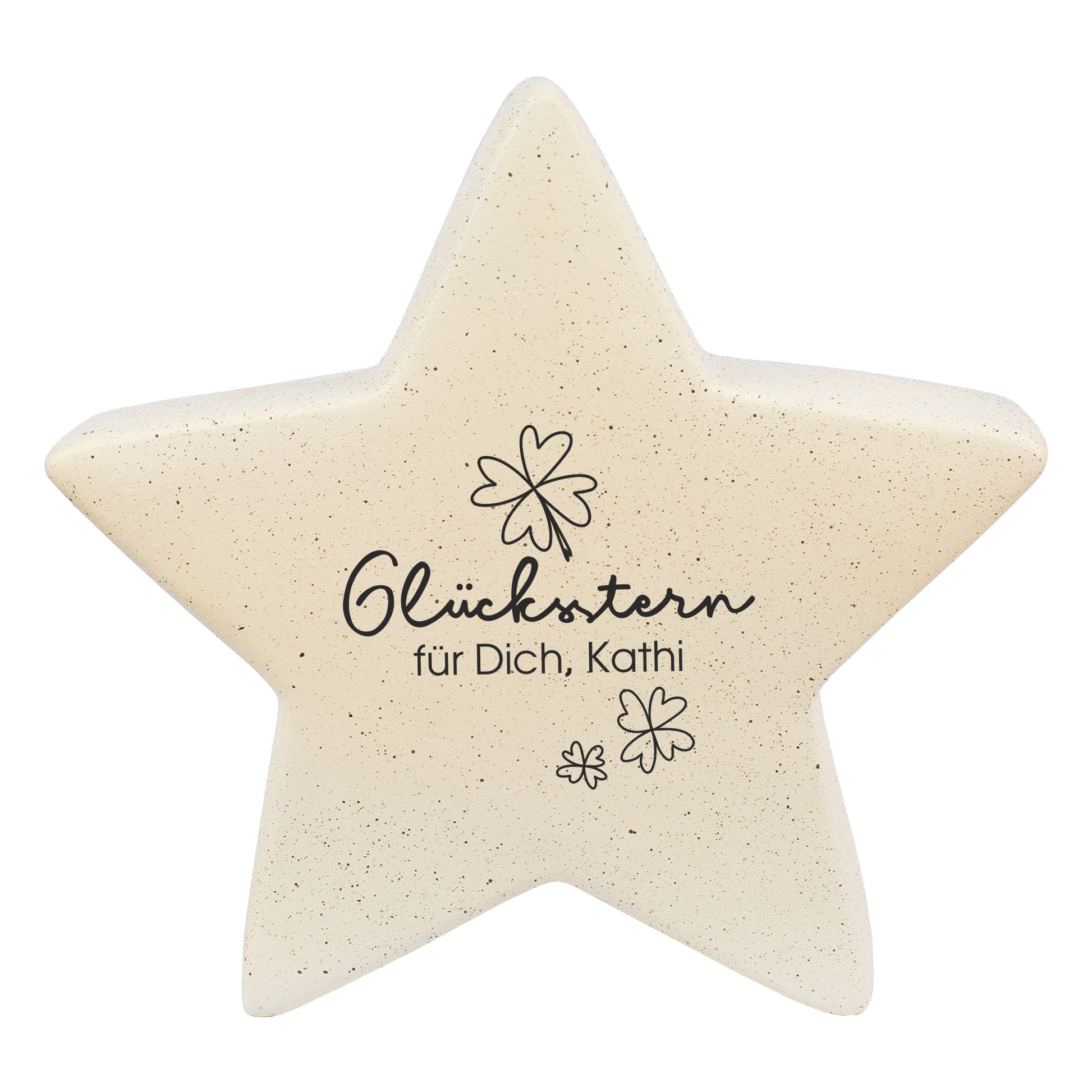 Freigestellter Keramik-Glücksstern von Leonardo mit Kleeblatt-Motiv
