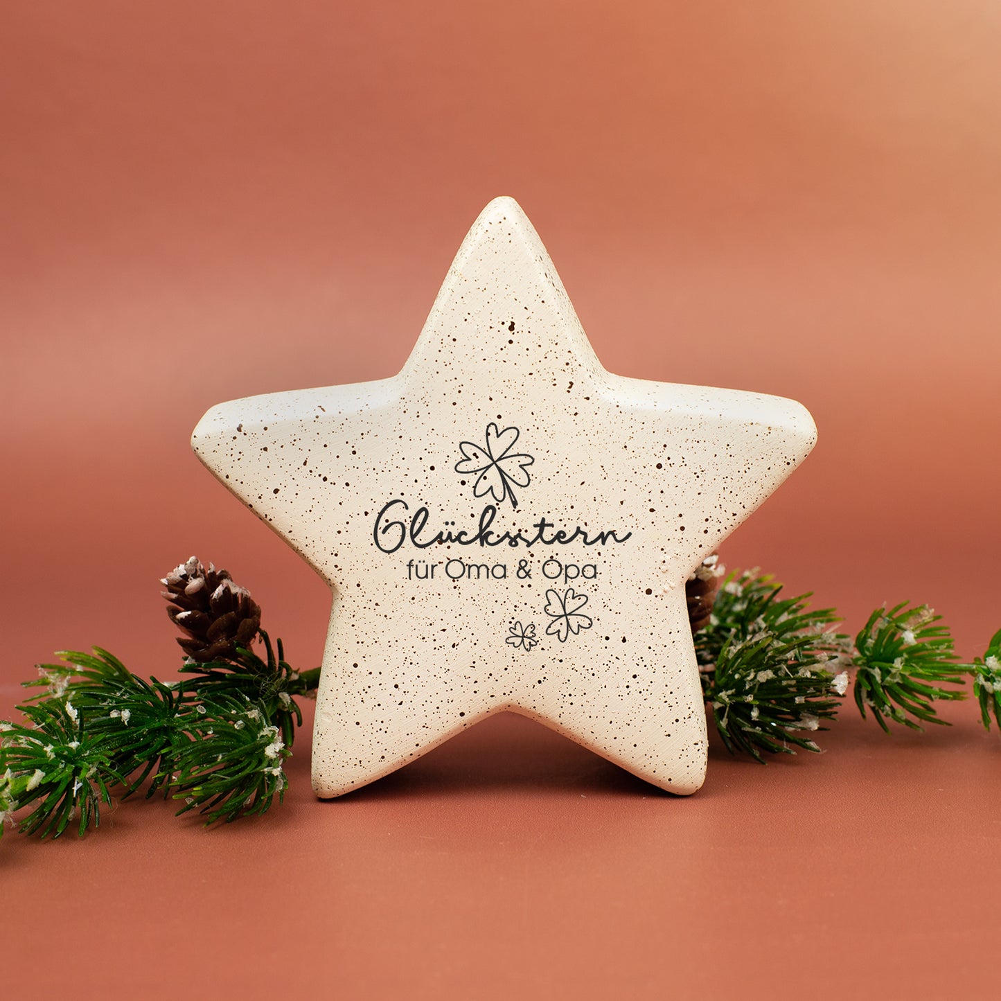 Personalisierter ‚Glücksstern‘ von Leonardo aus Keramik | Deko & Glücksbringer-Geschenk in 2 Größen
